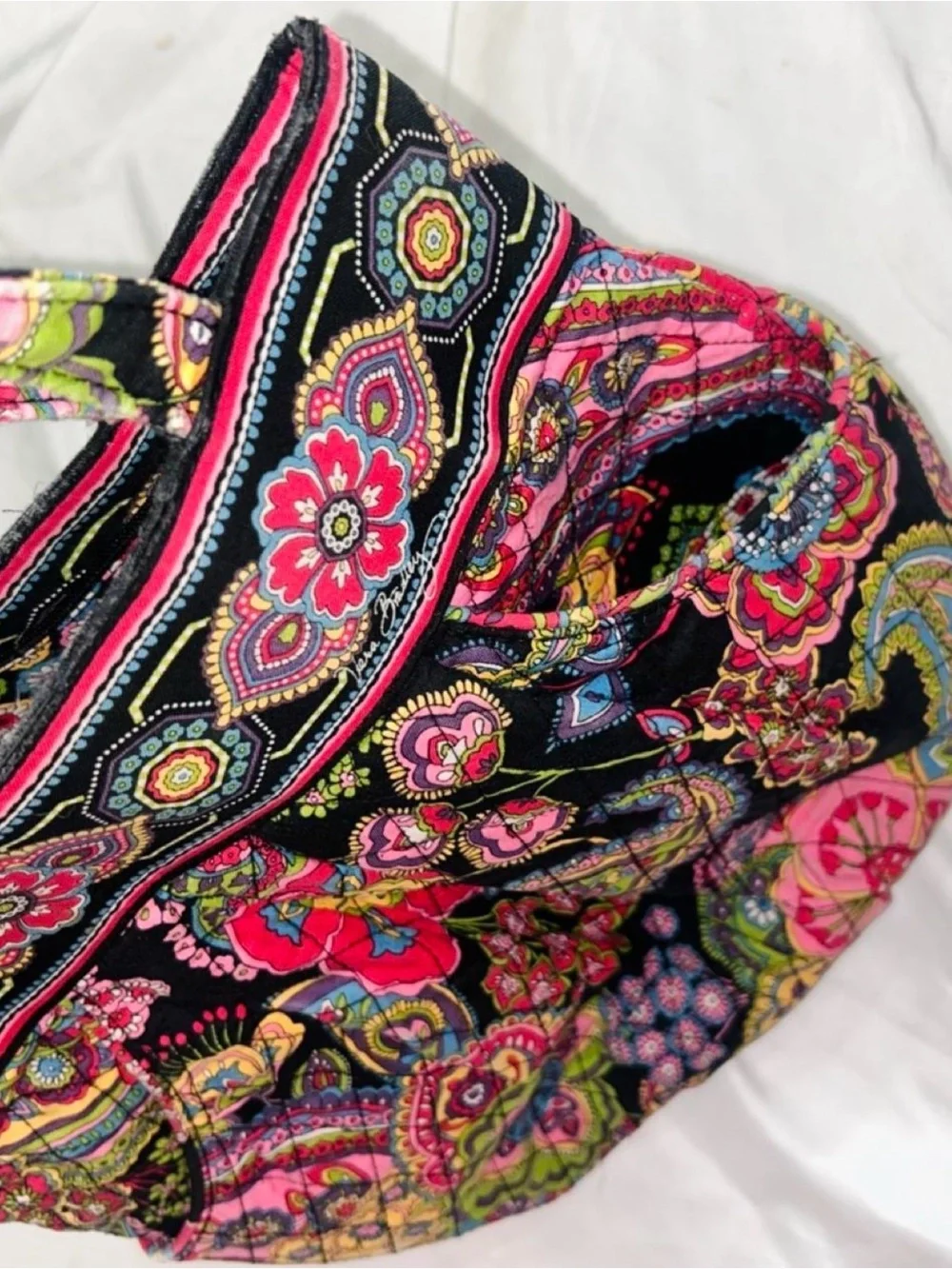 Vera Bradley Black Multi Paisley Quilted Tote
